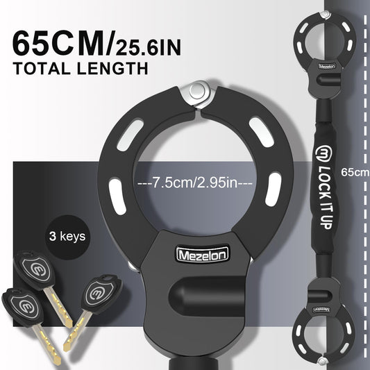 Mezelon E Scooter Schloss 8mm | Fahrradschloss | Hochsicherheits-Schlösser | Handschellenschloss | Hochbelastbare Schlösser für E Scooter/Fahrräder/E-Bike/Motorrad