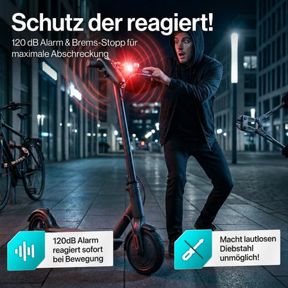 BLACKFORTRESS E Scooter Schloss & Fahrrad Schloss mit 120dB Alarmfunktion Diebstahlsicher Wasserdicht | E-scooter Zubehör Smart Lock E Roller Schloss Accessories Gadget Ebike hohe Sicherheit