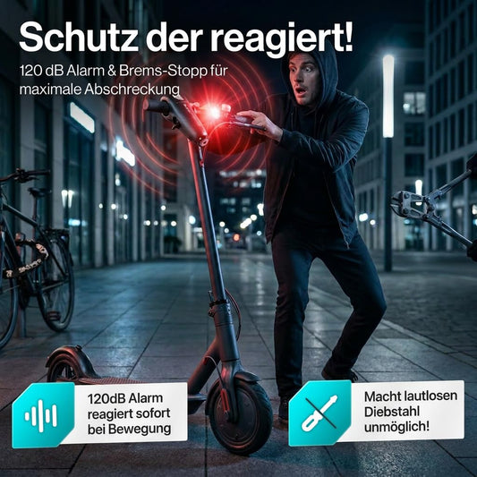 BLACKFORTRESS E Scooter Schloss & Fahrrad Schloss mit 120dB Alarmfunktion Diebstahlsicher Wasserdicht | E-scooter Zubehör Smart Lock E Roller Schloss Accessories Gadget Ebike hohe Sicherheit