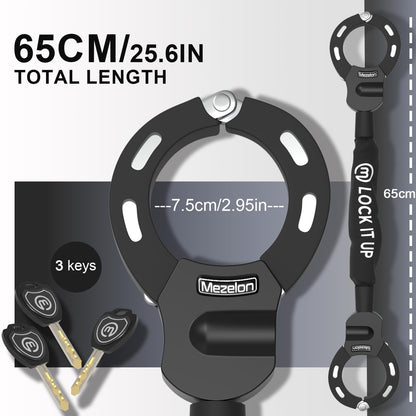 Mezelon E Scooter Schloss 8mm | Fahrradschloss | Hochsicherheits-Schlösser | Handschellenschloss | Hochbelastbare Schlösser für E Scooter/Fahrräder/E-Bike/Motorrad