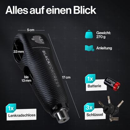 BLACKFORTRESS E Scooter Schloss & Fahrrad Schloss mit 120dB Alarmfunktion Diebstahlsicher Wasserdicht | E-scooter Zubehör Smart Lock E Roller Schloss Accessories Gadget Ebike hohe Sicherheit