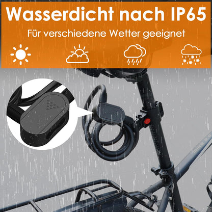Anweller Fahrradschloss Fingerabdruck mit 2 Schlüssel, Fahrrad Kabelschlösser Hohe Sicherheit Anti-Diebstahl mit Halterung, Bike Lock Wasserdichtes 12mmx150cm