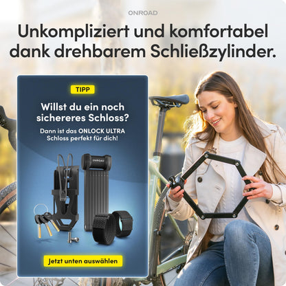 ONROAD Faltschloss Fahrrad Onlock Pro 85cm diebstahlsicher – Fahrradschloss hohe Sicherheit – Robustes & kompaktes Fahrradschloss Faltschloss mit Halterung – Fahrrad Schloß ideal für E-Bike