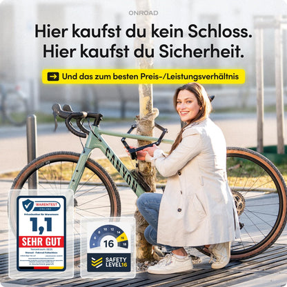 ONROAD Faltschloss Fahrrad Onlock Pro 85cm diebstahlsicher – Fahrradschloss hohe Sicherheit – Robustes & kompaktes Fahrradschloss Faltschloss mit Halterung – Fahrrad Schloß ideal für E-Bike