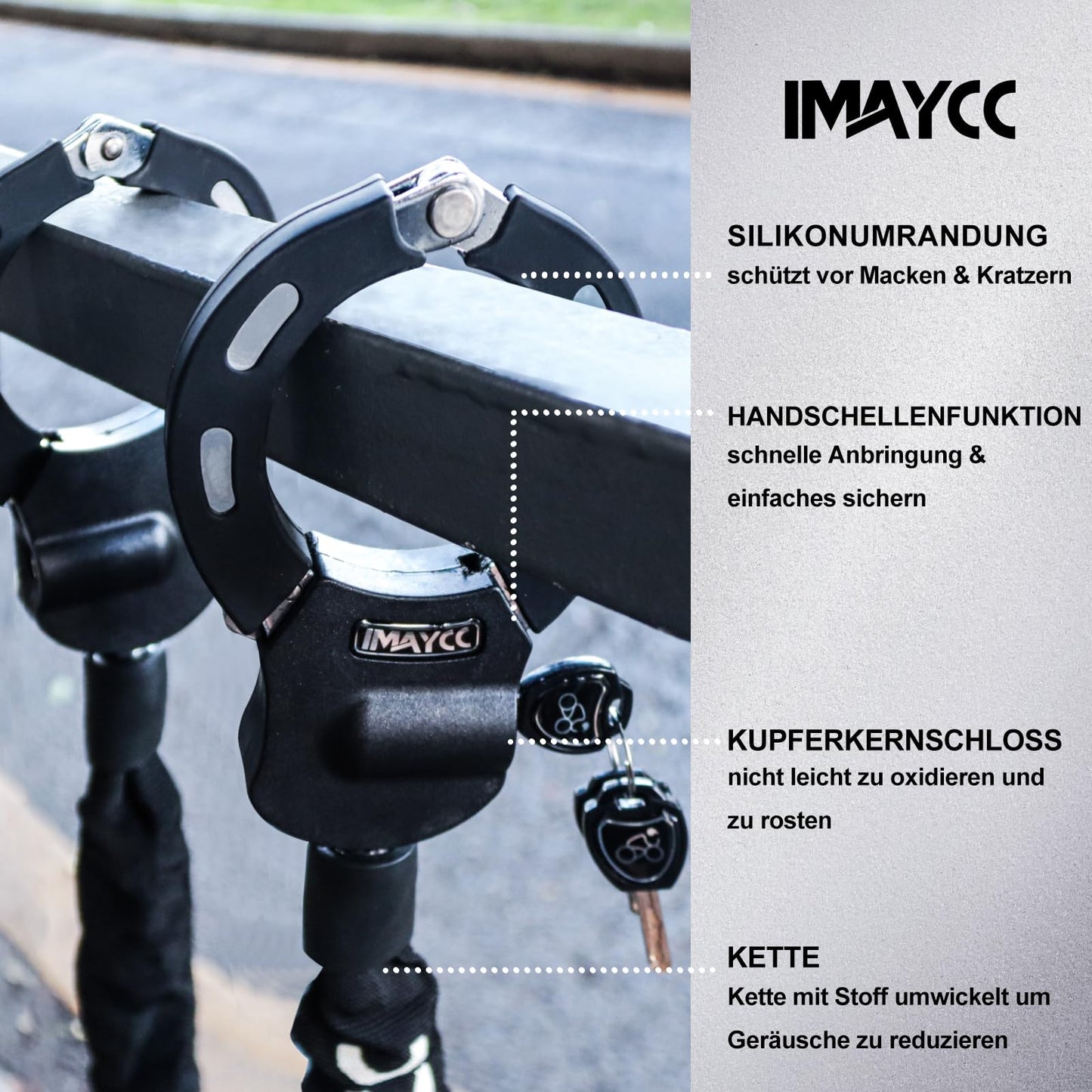 IMAYCC E Scooter Schloss, Schloss für E Scooter, Diebstahlschutz Handschellenschloss, Hohe Sicherheit Fahrradschloss für den E Scooter, Roller, Segway, Ninebot, Xiaomi, NIU und Rollerschloss.