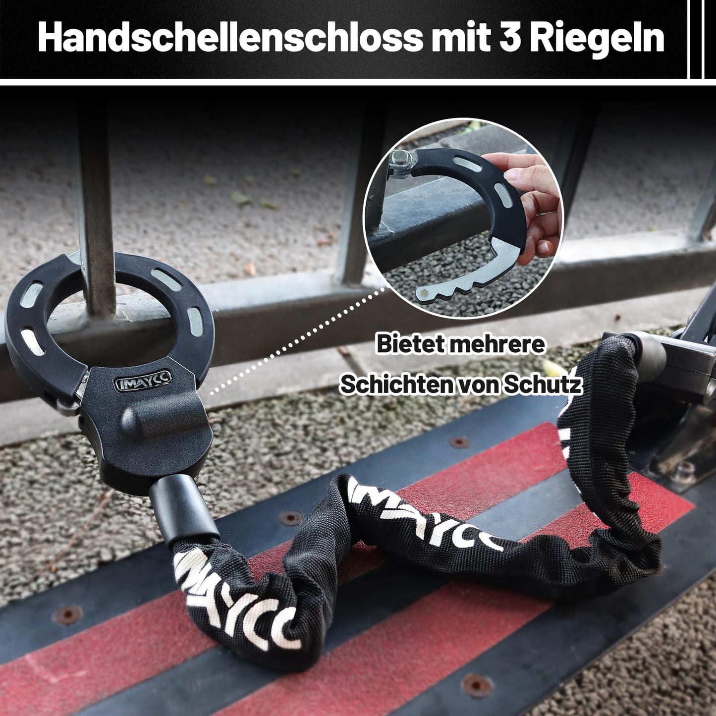 IMAYCC E Scooter Schloss, Schloss für E Scooter, Diebstahlschutz Handschellenschloss, Hohe Sicherheit Fahrradschloss für den E Scooter, Roller, Segway, Ninebot, Xiaomi, NIU und Rollerschloss.