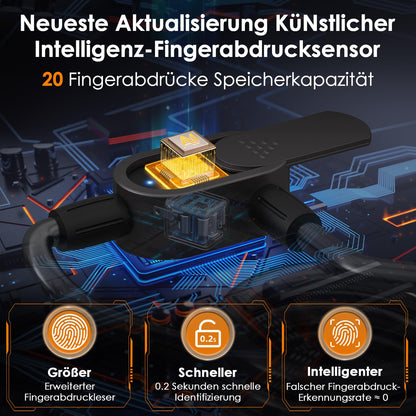 Anweller Fahrradschloss Fingerabdruck mit 2 Schlüssel, Fahrrad Kabelschlösser Hohe Sicherheit Anti-Diebstahl mit Halterung, Bike Lock Wasserdichtes 12mmx150cm