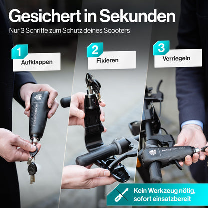 BLACKFORTRESS E Scooter Schloss & Fahrrad Schloss mit 120dB Alarmfunktion Diebstahlsicher Wasserdicht | E-scooter Zubehör Smart Lock E Roller Schloss Accessories Gadget Ebike hohe Sicherheit